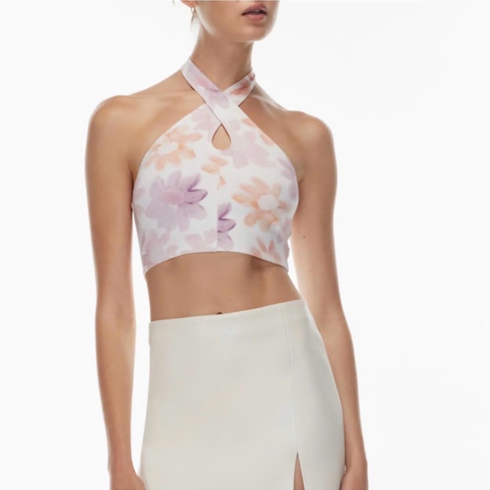 NWOT Aritzia Sunday Best Floral Crossover Halter Crop Top